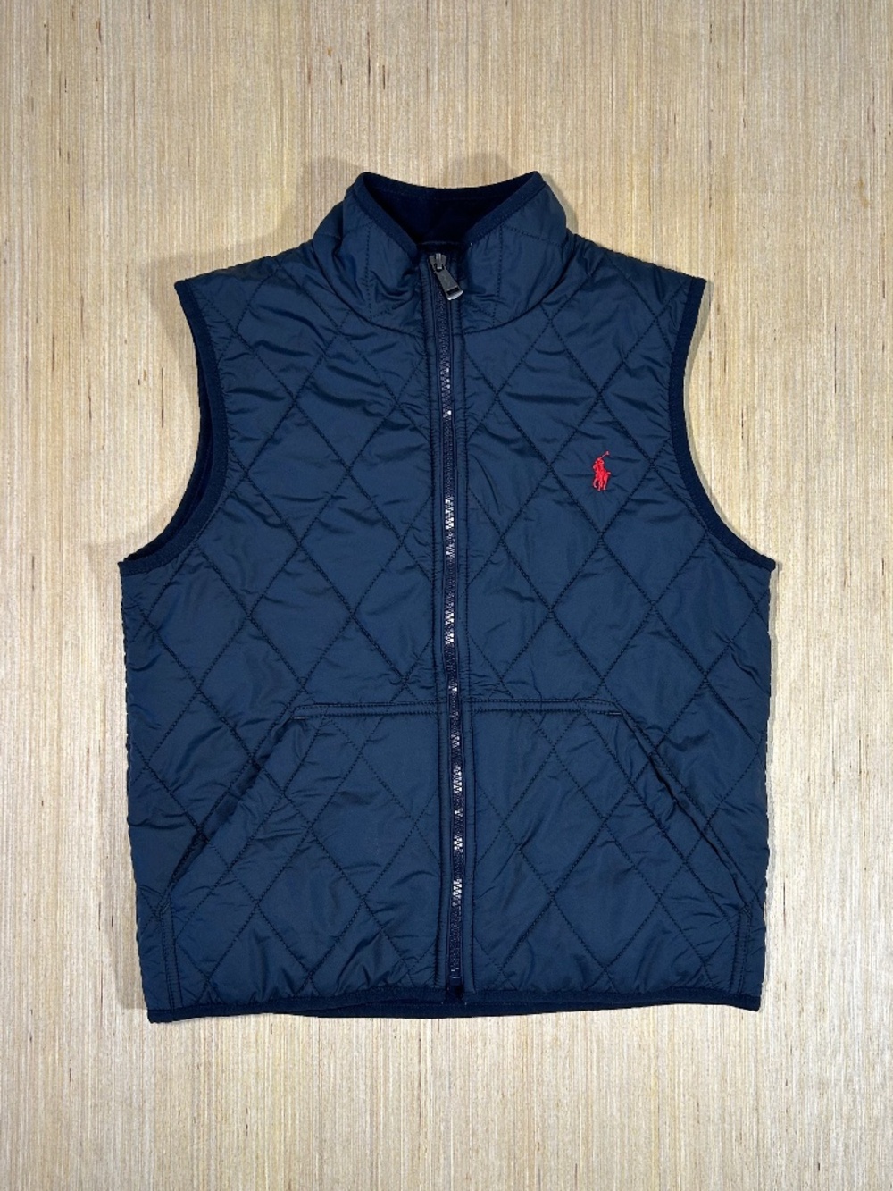 Youth Polo Ralph Lauren M (8-10) Full Zip Quilted Vest Navy Blue